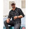 imageCOOFANDY Mens Flannel Shirts Long Sleeve Button Down Shirt Casual Plaid Shirts with PocketGrey Black Plaid