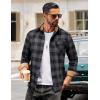 imageCOOFANDY Mens Flannel Shirts Long Sleeve Button Down Shirt Casual Plaid Shirts with PocketGrey Black Plaid