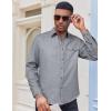 imageCOOFANDY Mens Flannel Shirts Long Sleeve Button Down Shirt Casual Plaid Shirts with PocketGrey Heather