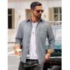 imageCOOFANDY Mens Flannel Shirts Long Sleeve Button Down Shirt Casual Plaid Shirts with PocketGrey Heather