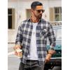 imageCOOFANDY Mens Flannel Shirts Long Sleeve Button Down Shirt Casual Plaid Shirts with PocketNavy White Beige Plaid