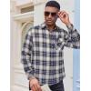 imageCOOFANDY Mens Flannel Shirts Long Sleeve Button Down Shirt Casual Plaid Shirts with PocketNavy White Beige Plaid