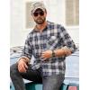 imageCOOFANDY Mens Flannel Shirts Long Sleeve Button Down Shirt Casual Plaid Shirts with PocketNavy White Beige Plaid