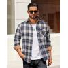 imageCOOFANDY Mens Flannel Shirts Long Sleeve Button Down Shirt Casual Plaid Shirts with PocketNavy White Beige Plaid
