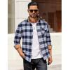 imageCOOFANDY Mens Flannel Shirts Long Sleeve Button Down Shirt Casual Plaid Shirts with PocketNavy White Plaid