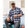 imageCOOFANDY Mens Flannel Shirts Long Sleeve Button Down Shirt Casual Plaid Shirts with PocketNavy White Plaid