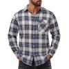 imageCOOFANDY Mens Flannel Shirts Long Sleeve Button Down Shirt Casual Plaid Shirts with PocketNavy White Plaid