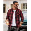 imageCOOFANDY Mens Flannel Shirts Long Sleeve Button Down Shirt Casual Plaid Shirts with PocketRed Black Plaid