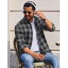 imageCOOFANDY Mens Flannel Shirts Long Sleeve Casual Plaid Shirt for Men Button Up Shirt Jackets with PocketBuffalo Black Gray
