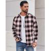 imageCOOFANDY Mens Flannel Shirts Long Sleeve Casual Plaid Shirt for Men Button Up Shirt Jackets with PocketBuffalo Black Pink