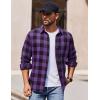 imageCOOFANDY Mens Flannel Shirts Long Sleeve Casual Plaid Shirt for Men Button Up Shirt Jackets with PocketBuffalo Black Purple