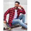imageCOOFANDY Mens Flannel Shirts Long Sleeve Casual Plaid Shirt for Men Button Up Shirt Jackets with PocketBuffalo Black Red