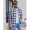 imageCOOFANDY Mens Flannel Shirts Long Sleeve Casual Plaid Shirt for Men Button Up Shirt Jackets with PocketBuffalo Blue White