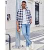 imageCOOFANDY Mens Flannel Shirts Long Sleeve Casual Plaid Shirt for Men Button Up Shirt Jackets with PocketBuffalo Blue White