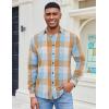 imageCOOFANDY Mens Flannel Shirts Long Sleeve Casual Plaid Shirt for Men Button Up Shirt Jackets with PocketPlaid  Khaki Blue