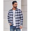imageCOOFANDY Mens Flannel Shirts Long Sleeve Casual Plaid Shirt for Men Button Up Shirt Jackets with PocketPlaid  Navy White