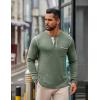 imageCOOFANDY Mens Henley Long Sleeve Shirts Casual Button TShirt Pullover Basic Tees with PocketGreen