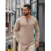 imageCOOFANDY Mens Henley Long Sleeve Shirts Casual Button TShirt Pullover Basic Tees with PocketKhaki