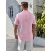 imageCOOFANDY Mens Henley Shirt Short Sleeve Stand Collar Summer Casual Beach Hippie TShirtsStriped Pink  White