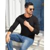 imageCOOFANDY Mens Henley Shirts Cotton Long Sleeve V Neck Button Basic Tees Plain Casual PulloverA Black