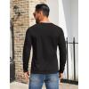 imageCOOFANDY Mens Henley Shirts Cotton Long Sleeve V Neck Button Basic Tees Plain Casual PulloverA Black