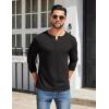 imageCOOFANDY Mens Henley Shirts Cotton Long Sleeve V Neck Button Basic Tees Plain Casual PulloverA Black