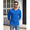 imageCOOFANDY Mens Henley Shirts Cotton Long Sleeve V Neck Button Basic Tees Plain Casual PulloverBlue