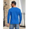 imageCOOFANDY Mens Henley Shirts Cotton Long Sleeve V Neck Button Basic Tees Plain Casual PulloverBlue
