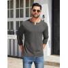 imageCOOFANDY Mens Henley Shirts Cotton Long Sleeve V Neck Button Basic Tees Plain Casual PulloverDark Grey