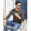 imageCOOFANDY Mens Henley Shirts Cotton Long Sleeve V Neck Button Basic Tees Plain Casual PulloverDark Grey