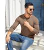 imageCOOFANDY Mens Henley Shirts Cotton Long Sleeve V Neck Button Basic Tees Plain Casual PulloverKhaki
