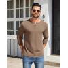 imageCOOFANDY Mens Henley Shirts Cotton Long Sleeve V Neck Button Basic Tees Plain Casual PulloverKhaki