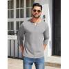 imageCOOFANDY Mens Henley Shirts Cotton Long Sleeve V Neck Button Basic Tees Plain Casual PulloverLight Grey