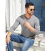 imageCOOFANDY Mens Henley Shirts Cotton Long Sleeve V Neck Button Basic Tees Plain Casual PulloverLight Grey
