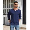 imageCOOFANDY Mens Henley Shirts Cotton Long Sleeve V Neck Button Basic Tees Plain Casual PulloverNavy Blue