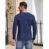 imageCOOFANDY Mens Henley Shirts Cotton Long Sleeve V Neck Button Basic Tees Plain Casual PulloverNavy Blue