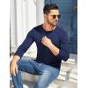 imageCOOFANDY Mens Henley Shirts Cotton Long Sleeve V Neck Button Basic Tees Plain Casual PulloverNavy Blue