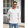 imageCOOFANDY Mens Henley Shirts Cotton Long Sleeve V Neck Button Basic Tees Plain Casual PulloverWhite