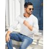 imageCOOFANDY Mens Henley Shirts Cotton Long Sleeve V Neck Button Basic Tees Plain Casual PulloverWhite