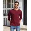 imageCOOFANDY Mens Henley Shirts Cotton Long Sleeve V Neck Button Basic Tees Plain Casual PulloverWine Red