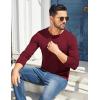 imageCOOFANDY Mens Henley Shirts Cotton Long Sleeve V Neck Button Basic Tees Plain Casual PulloverWine Red