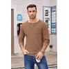 imageCOOFANDY Mens Henley Shirts Long Sleeve Basic Waffle Pique Pullover TShirt with PocketDark Brown