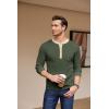 imageCOOFANDY Mens Henley Shirts Long Sleeve Basic Waffle Pique Pullover TShirt with PocketPat Army  Light Khaki