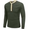 imageCOOFANDY Mens Henley Shirts Long Sleeve Basic Waffle Pique Pullover TShirt with PocketPat Army  Light Khaki