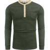 imageCOOFANDY Mens Henley Shirts Long Sleeve Basic Waffle Pique Pullover TShirt with PocketPat Army  Light Khaki