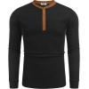 imageCOOFANDY Mens Henley Shirts Long Sleeve Basic Waffle Pique Pullover TShirt with PocketPat Black  Light Brown