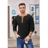 imageCOOFANDY Mens Henley Shirts Long Sleeve Basic Waffle Pique Pullover TShirt with PocketPat Black  Light Brown