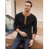 imageCOOFANDY Mens Henley Shirts Long Sleeve Basic Waffle Pique Pullover TShirt with PocketPat Black  Light Brown