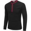 imageCOOFANDY Mens Henley Shirts Long Sleeve Basic Waffle Pique Pullover TShirt with PocketPat Black  Wine Red