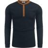 imageCOOFANDY Mens Henley Shirts Long Sleeve Basic Waffle Pique Pullover TShirt with PocketPat Navy  Light Brown